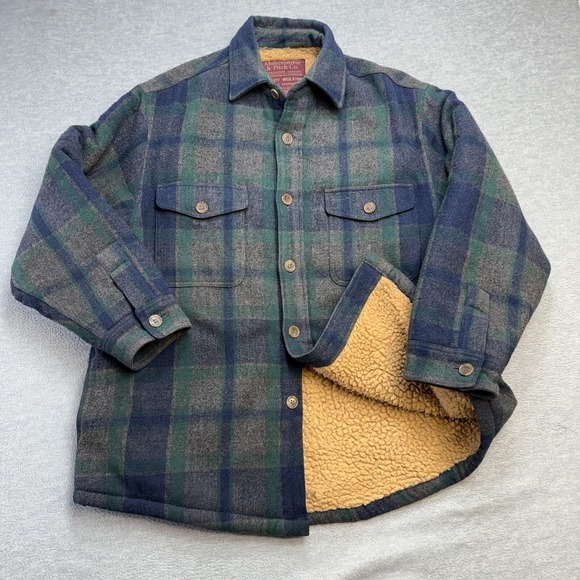 VTG Abercrombie Fitch Shirt Jacket Mens Medium Wool Sherpa Lined Heavyweight - Picture 1 of 13